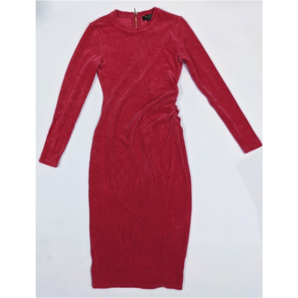 Crushed velvet Juicy Couture rusched hot pink Holiday dress - Picture 4 of 8